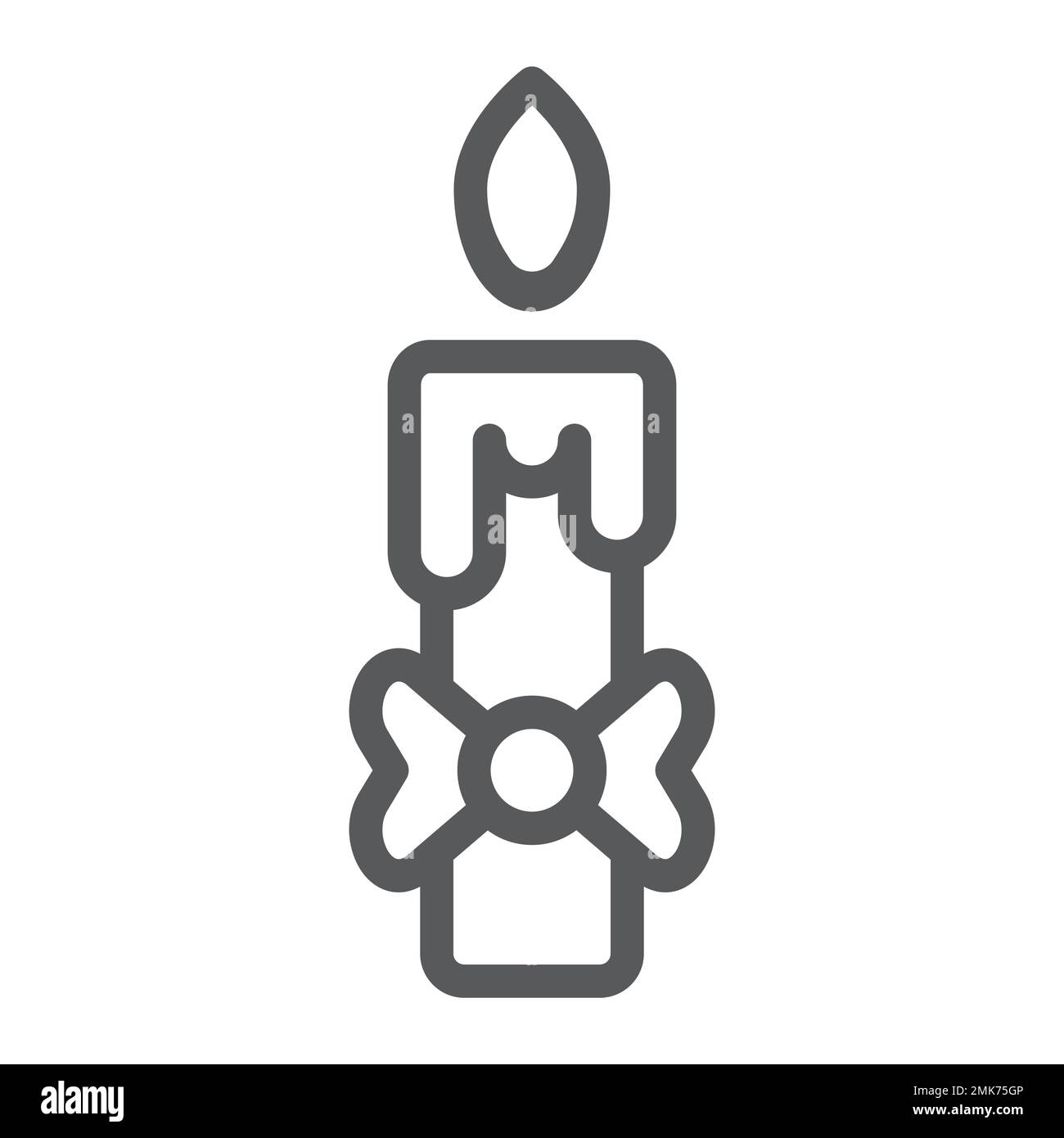 Candle line icon, fire and light, flame sign, vector graphics, a linear