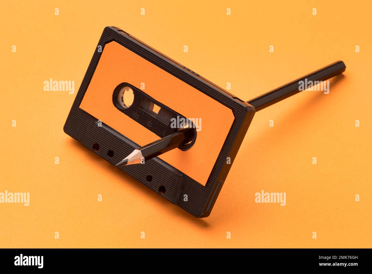 vintage cassette tape pencil recording film. High resolution