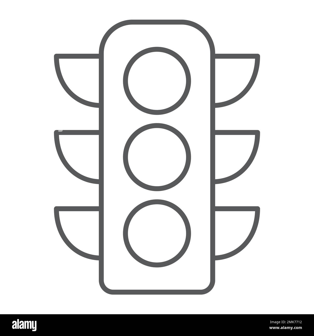 Traffic light thin line icon, regulation and traffic, stoplight sign