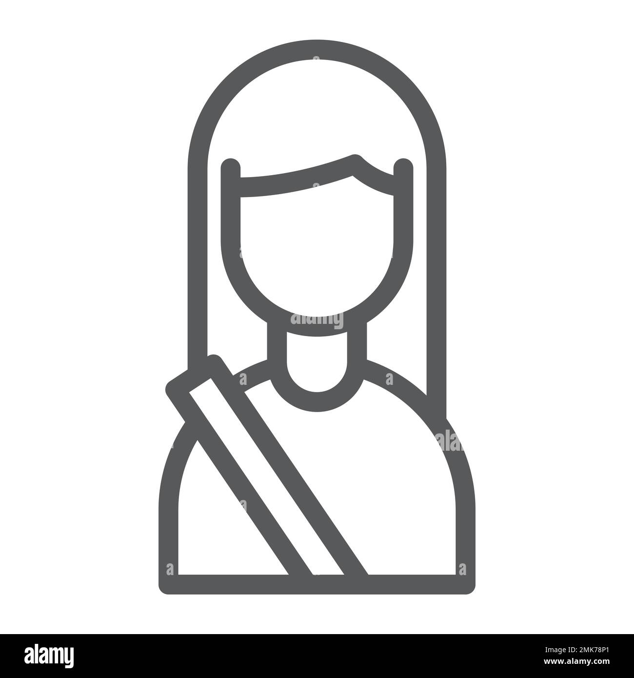 Passenger line icon, human and taxi, girl sign, vector graphics, a linear pattern on a white background, eps 10. Stock Vector