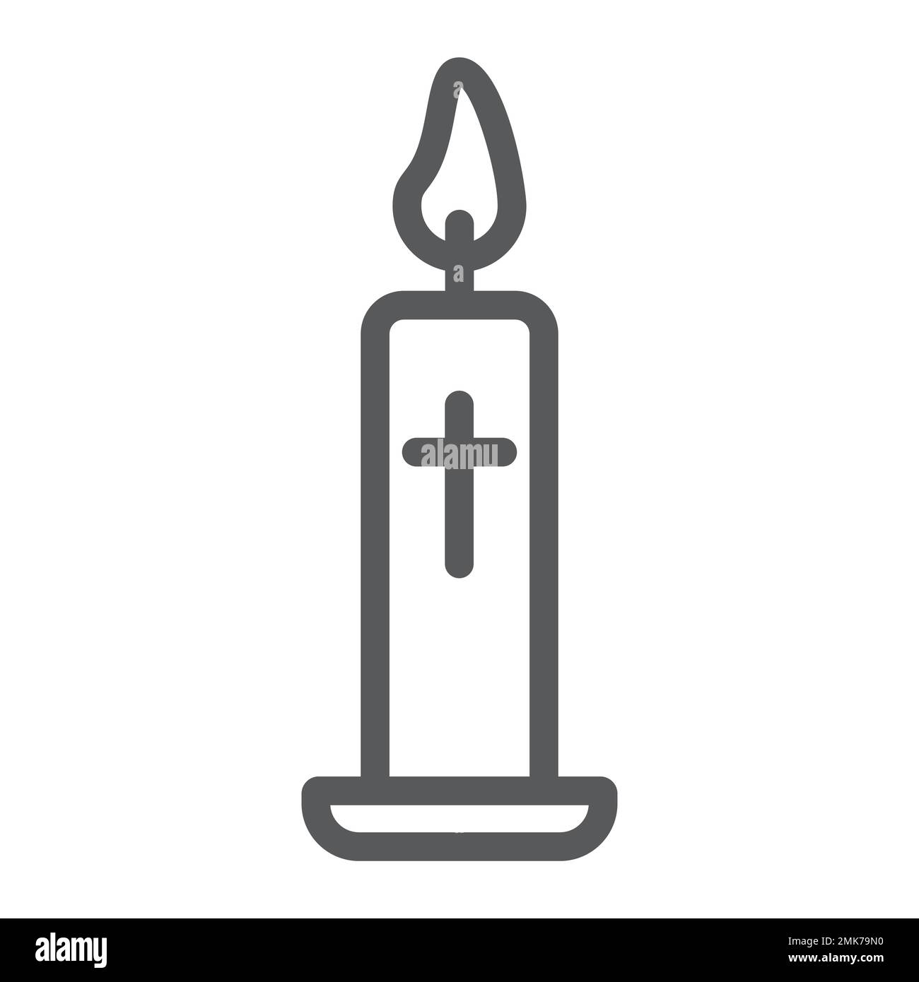 Easter candle line icon, light and easter, flame sign, vector graphics