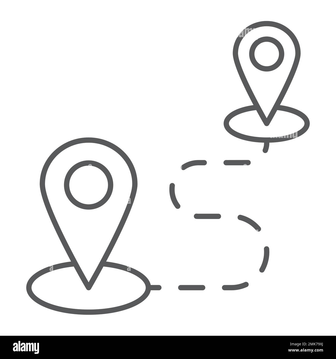 Destination thin line icon, map and location, navigation pin sign ...