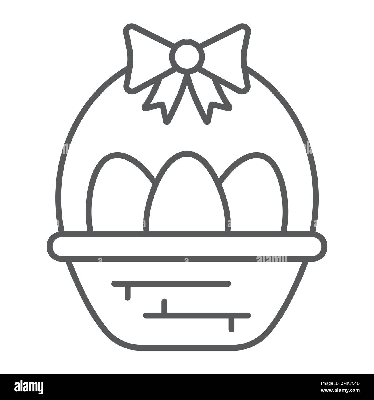 Easter eggs in basket thin line icon, decoration and easter, easter hamper sign, vector graphics, a linear pattern on a white background, eps 10. Stock Vector
