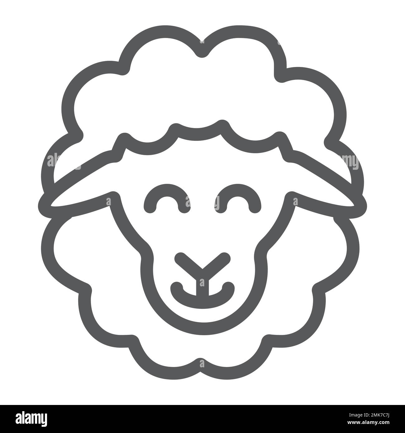 Sheep line icon, animal and rural, lamb sign, vector graphics, a linear ...