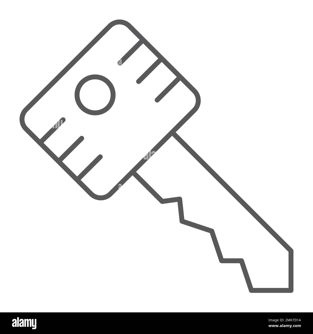 Key thin line icon, security and lock, unlock sign, vector graphics, a ...