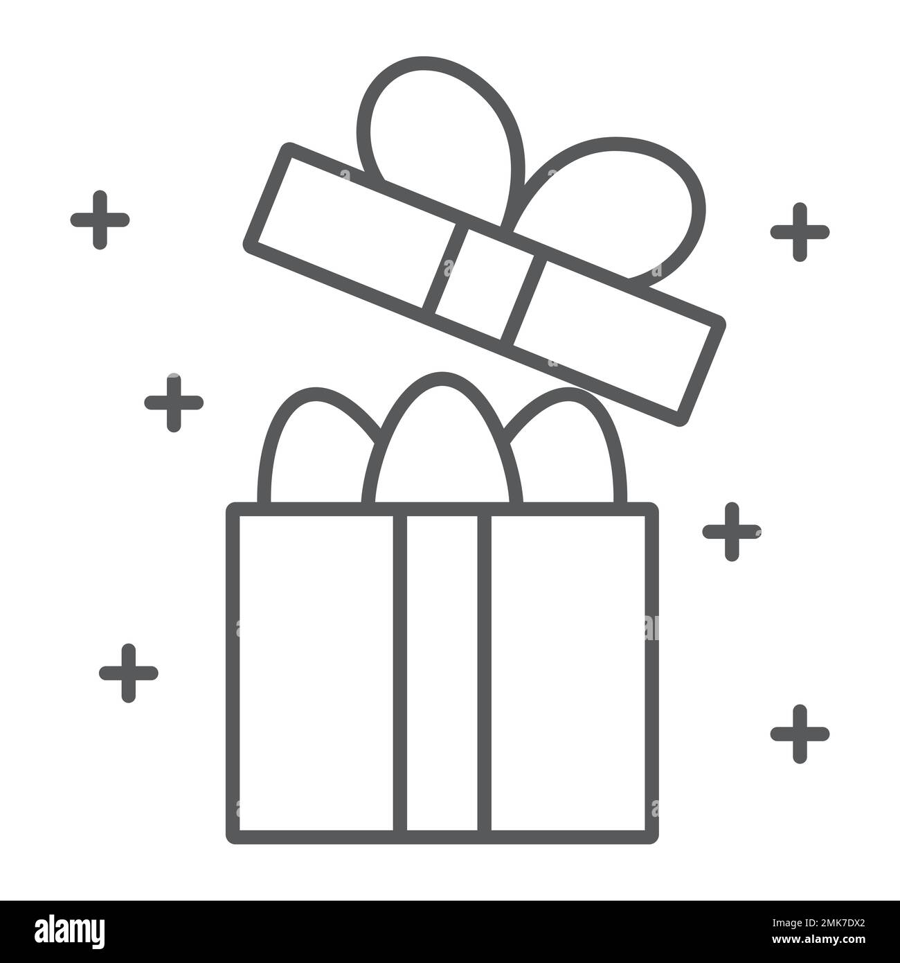 Easter gift box thin line icon, present and easter, eggs in package sign, vector graphics, a linear pattern on a white background, eps 10. Stock Vector