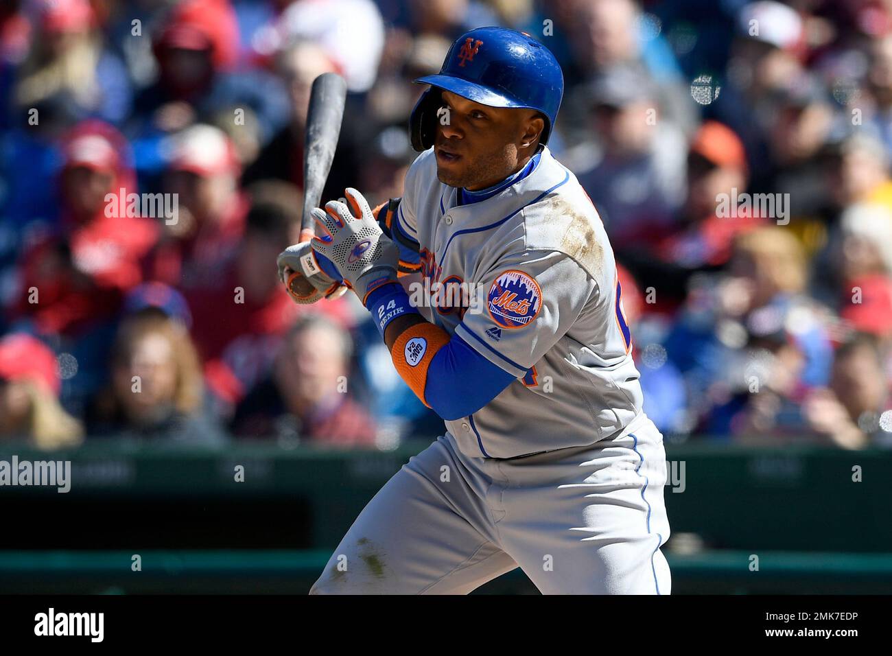 New York Mets' Robinson Cano bats during a baseball game against