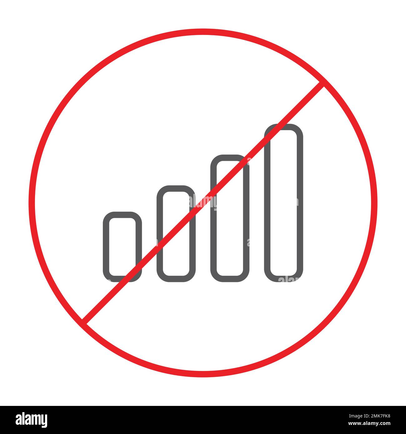 No signal thin line icon, prohibited and ban, no connection sign, vector graphics, a linear pattern on a white background, eps 10. Stock Vector