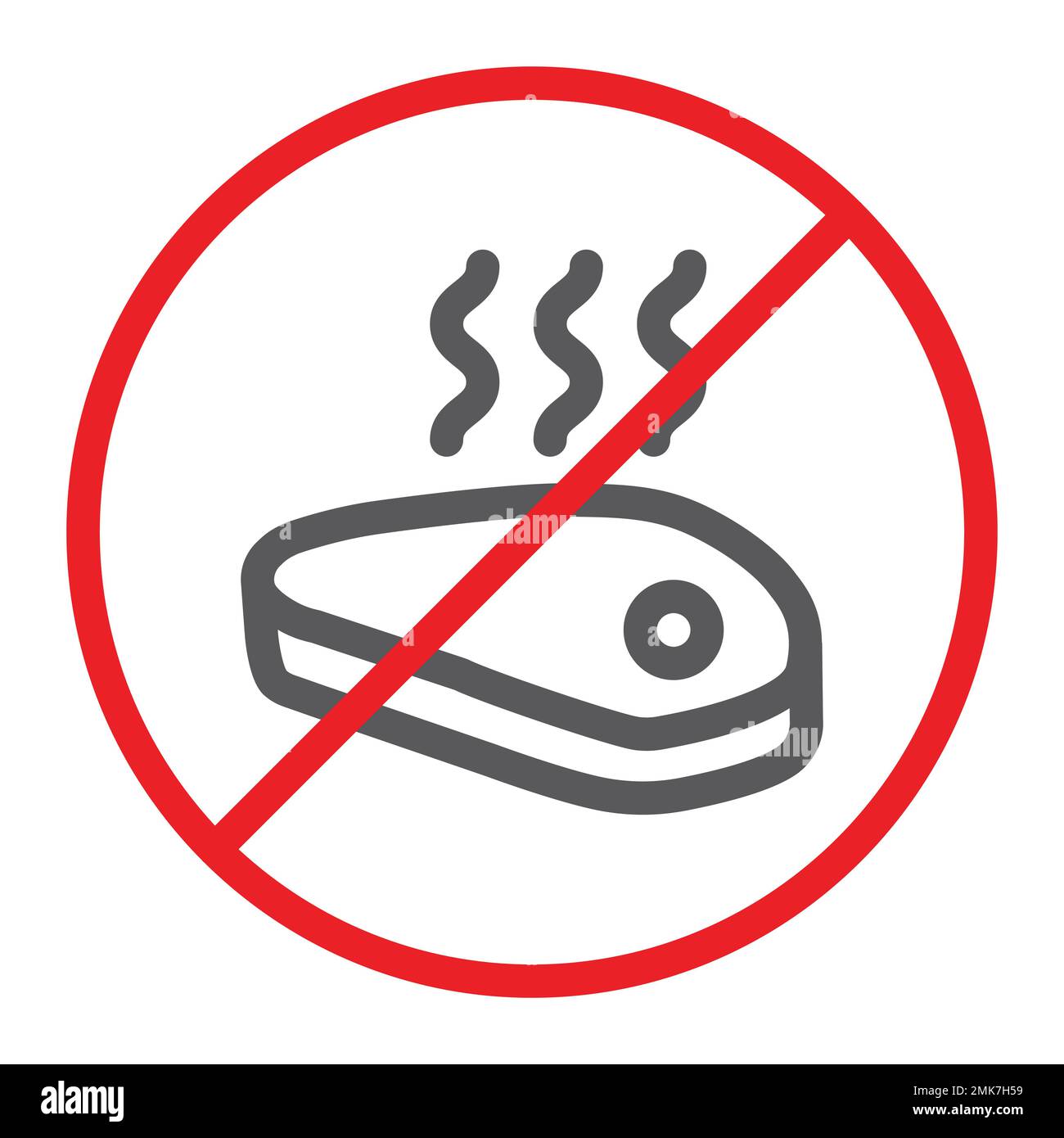 No meat line icon, prohibited and forbidden, vegetarian sign, vector