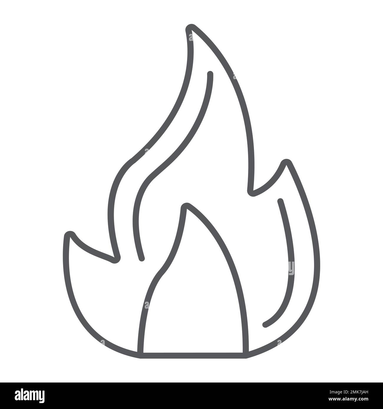 Fire thin line icon, campfire and flame, bonfire sign, vector graphics ...