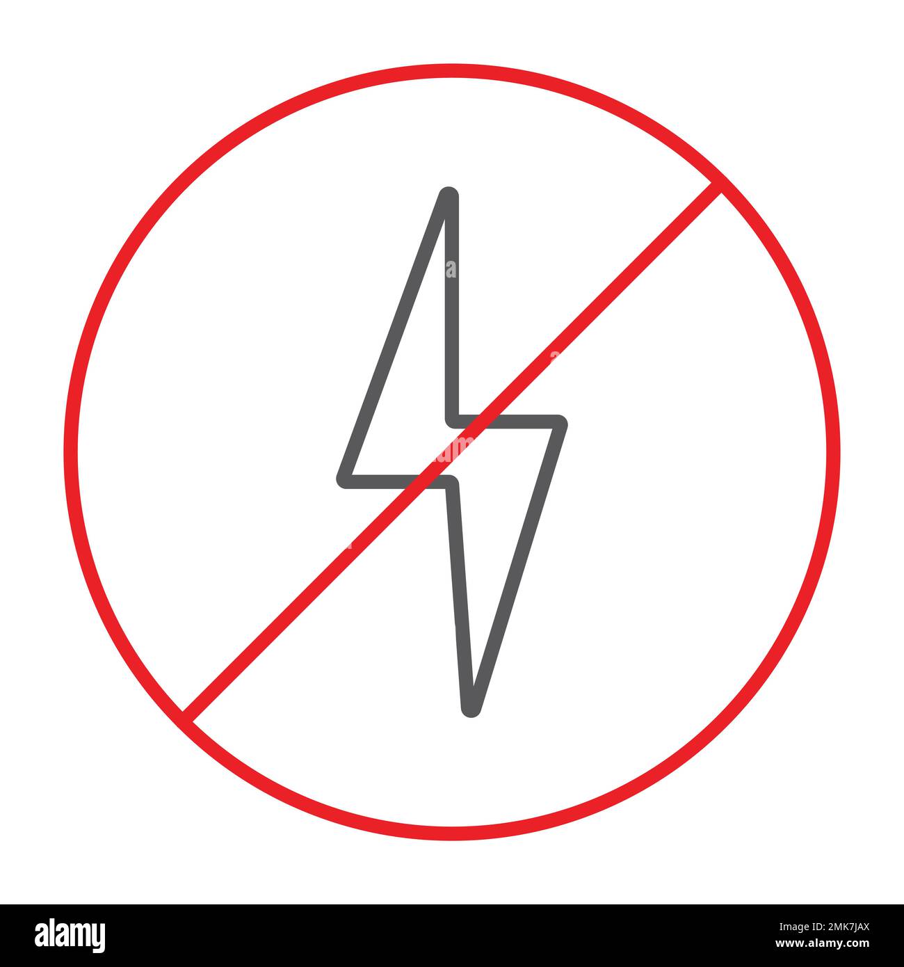 No electricity thin line icon, prohibited and ban, no lightning sign