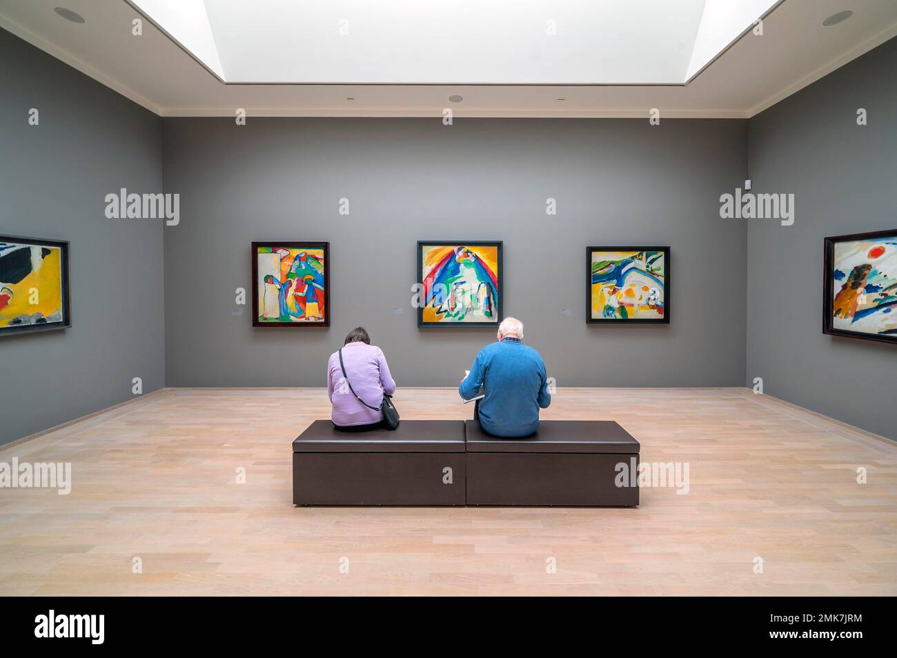 Room with works by Wassily Kandinsky, Staedtische Galerie im Lenbachhaus, Munich, Upper Bavaria, Bavaria, Germany, for editorial use only Stock Photo