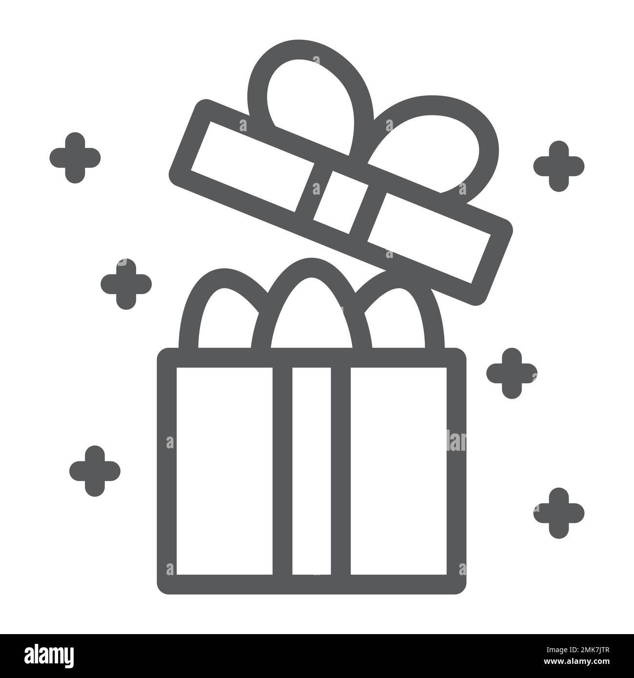 Easter gift box line icon, present and easter, eggs in package sign, vector graphics, a linear pattern on a white background, eps 10. Stock Vector