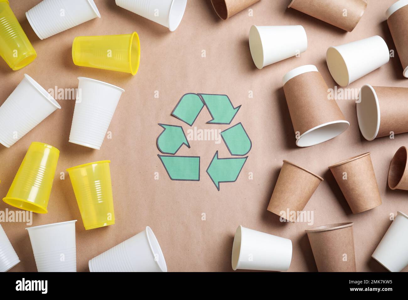 Recycling symbol on paper cup hi-res stock photography and images - Alamy