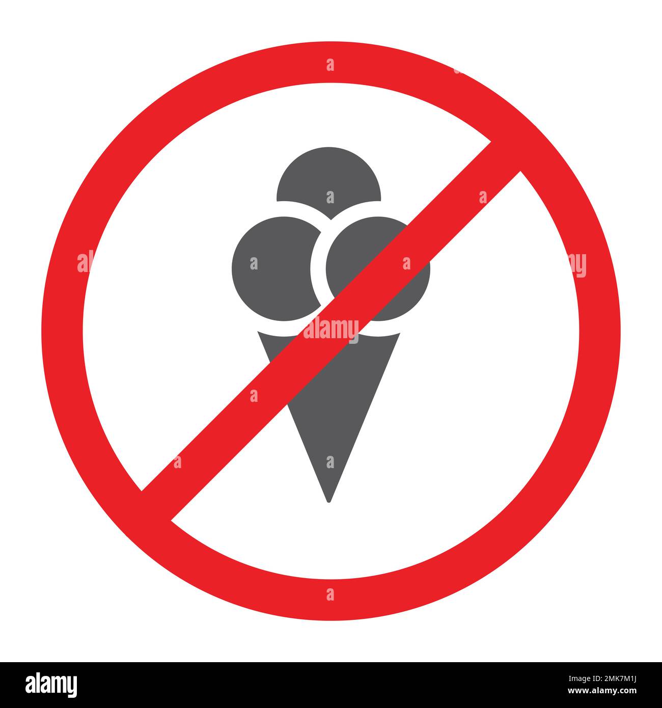 No ice cream glyph icon, prohibited and ban, no food sign, vector