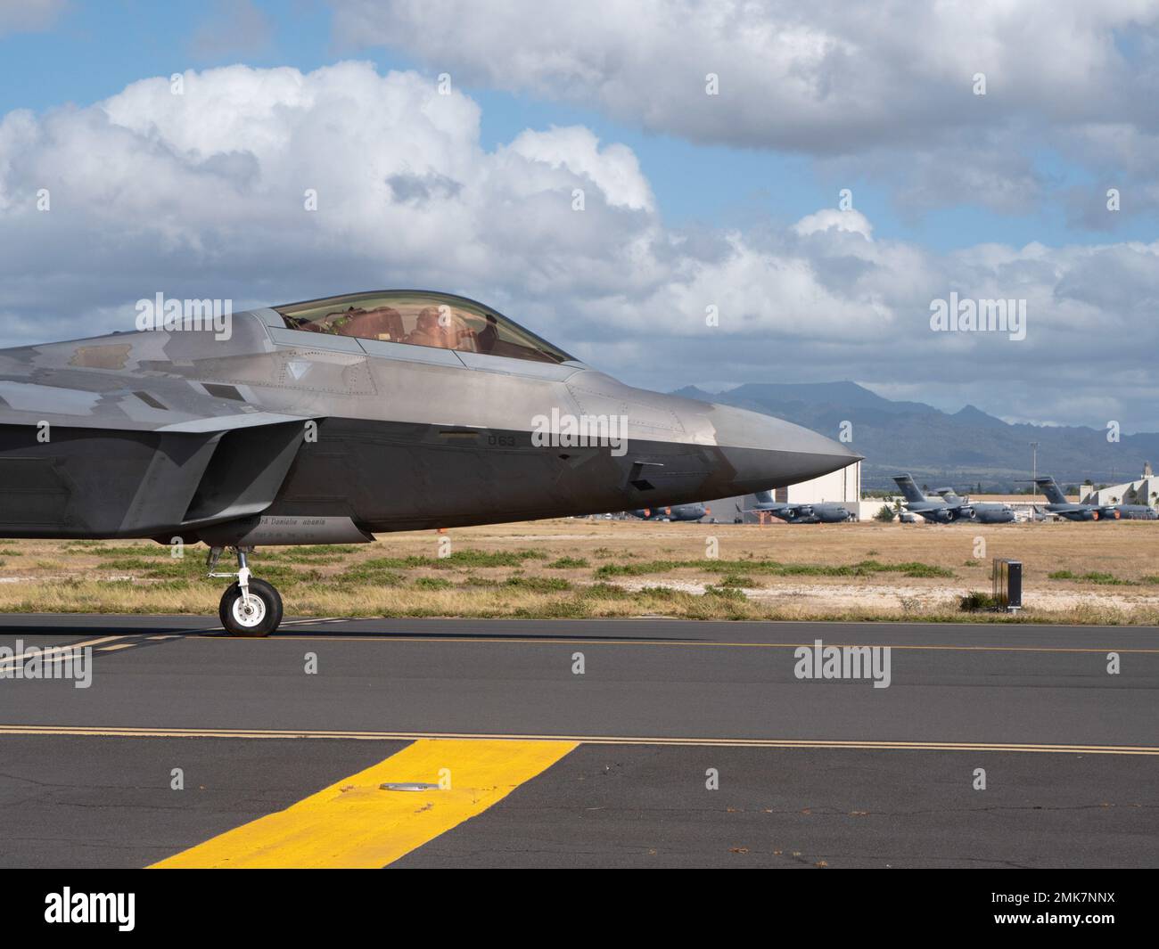 An F-22 Raptor, piloted by Col. Phillip L. Mallory, inbound commander ...