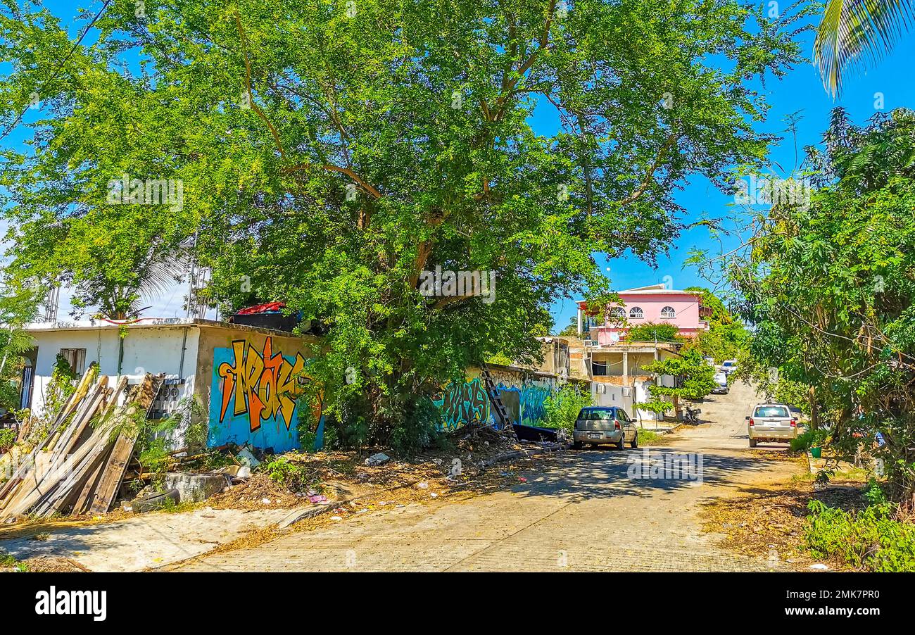 Puerto Escondido Oaxaca Mexico 2022 Busy road street driving cars