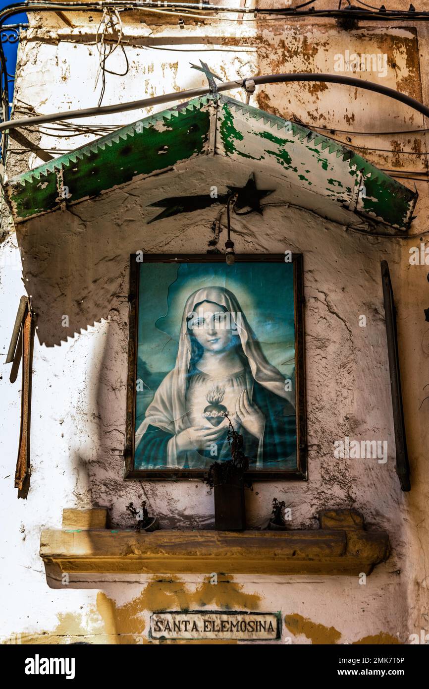 Traditional image of the Virgin Mary, Old Town, Palermo, Sicily, Palermo, Sicily, Italy Stock Photo