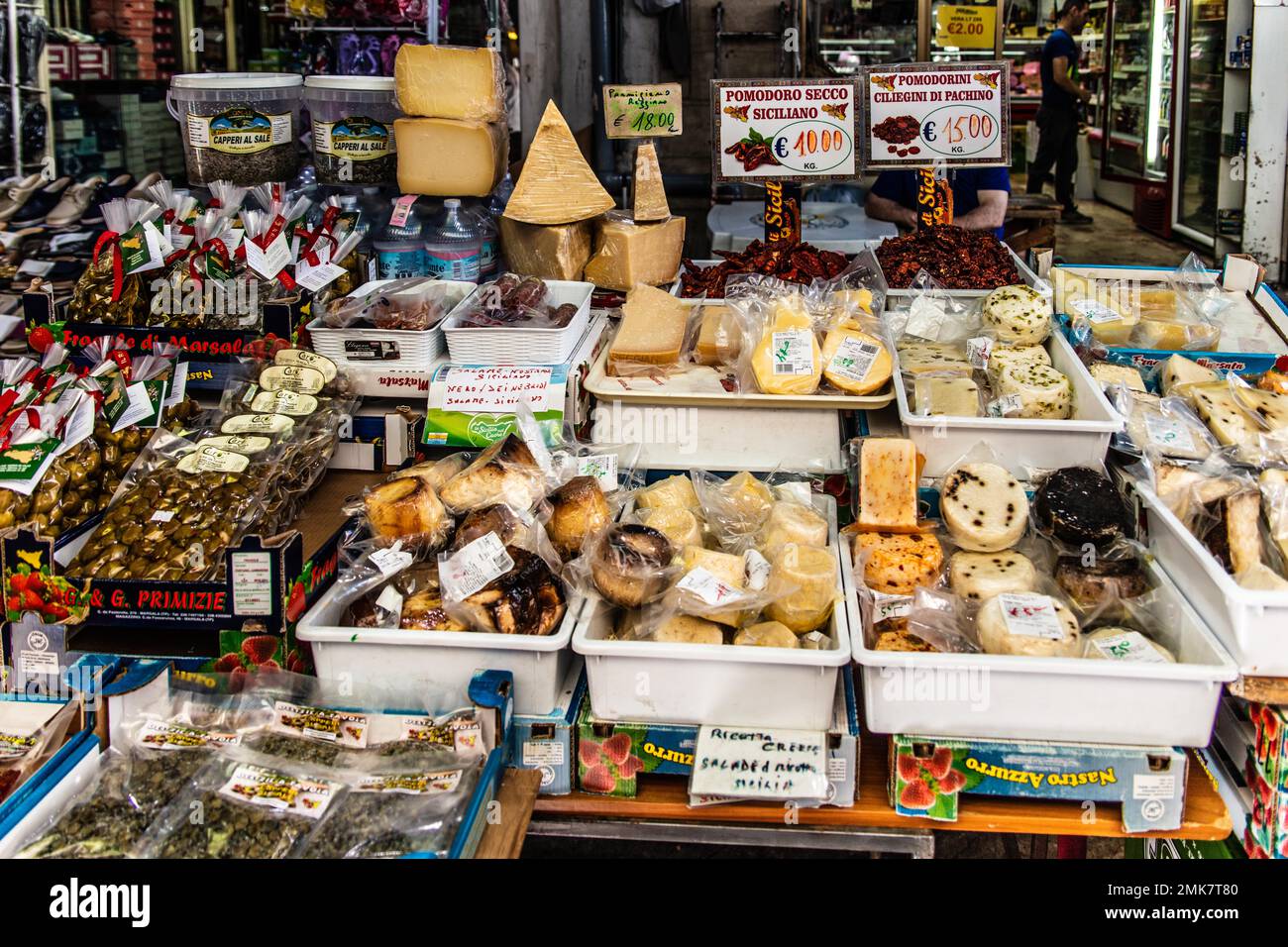 Sicily Italy Palermo Market Cheese Butcher Food delicatessen Stock Photo -  Alamy, image size:1300x956