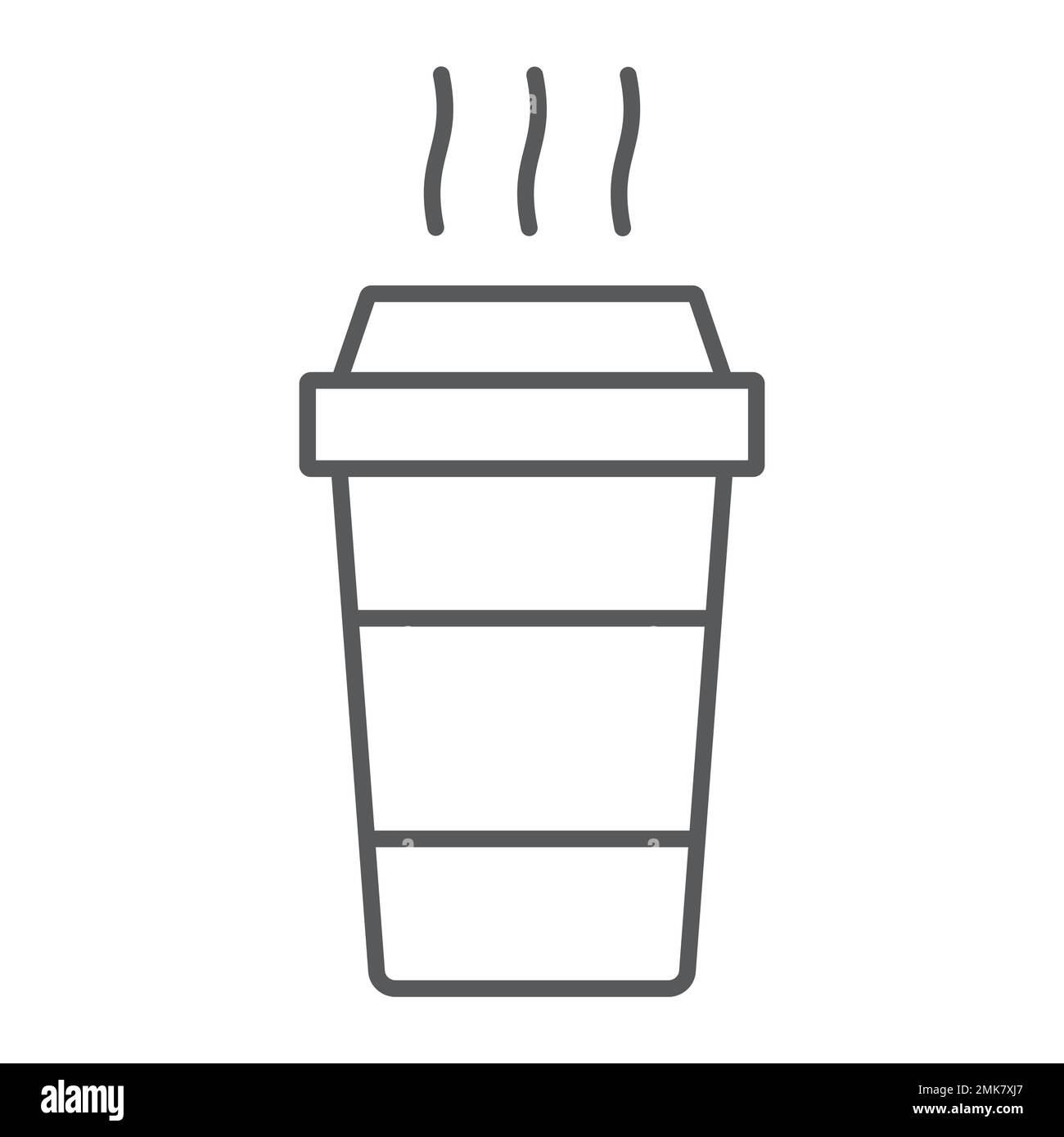Paper cup thin line icon, beverage and cafe, disposable cup sign ...