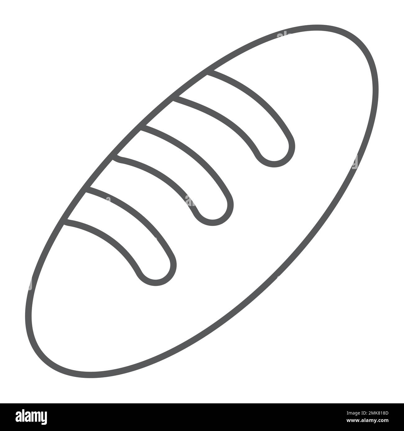 Bread thin line icon, food and bun, baguette sign, vector graphics, a ...