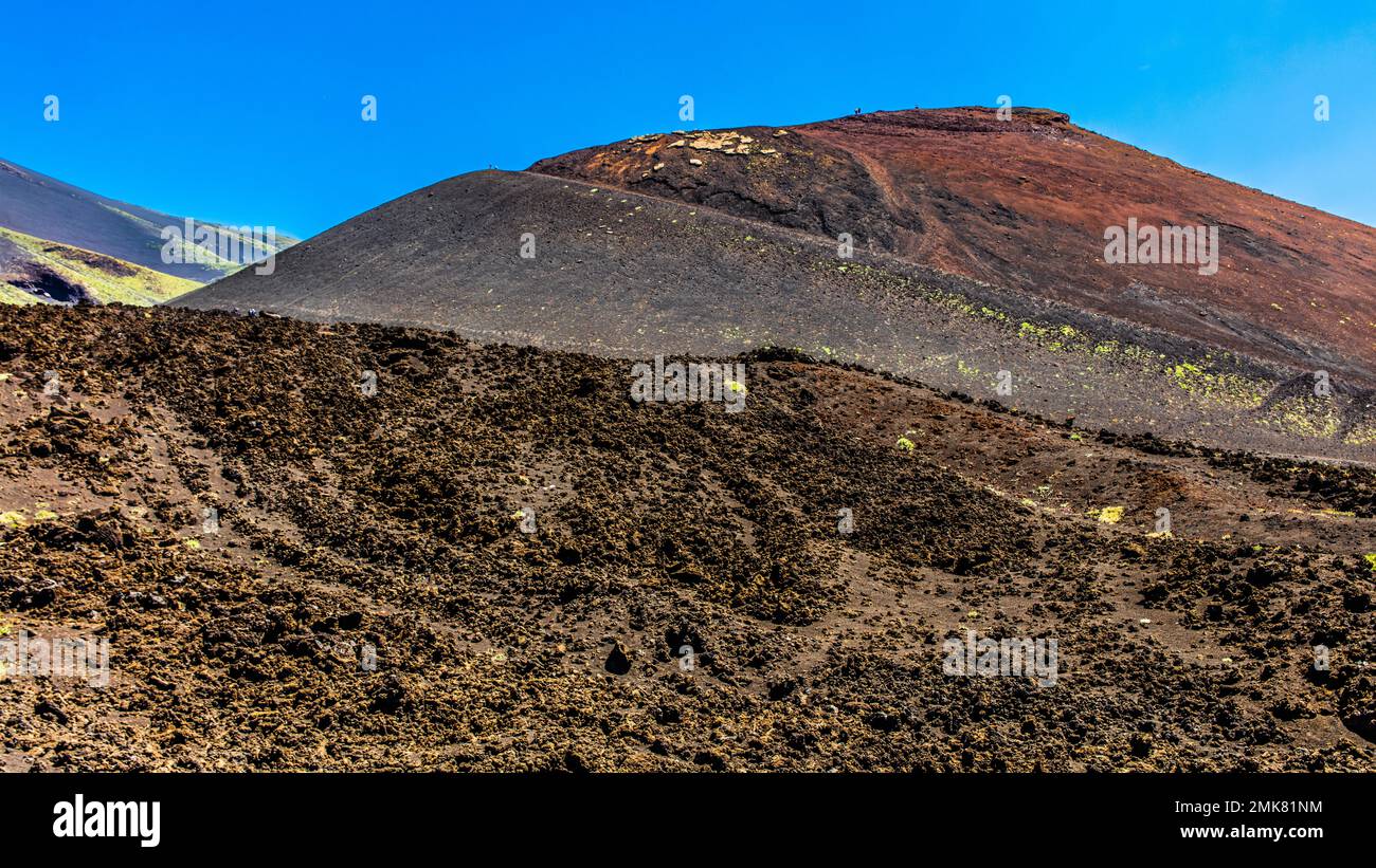 Silvestri Mountains, hike at Rifugio Sapienza, Aetna with four summit craters is the highest active volcano in Europe at 3357 metres, Aetna, Sicily Stock Photo