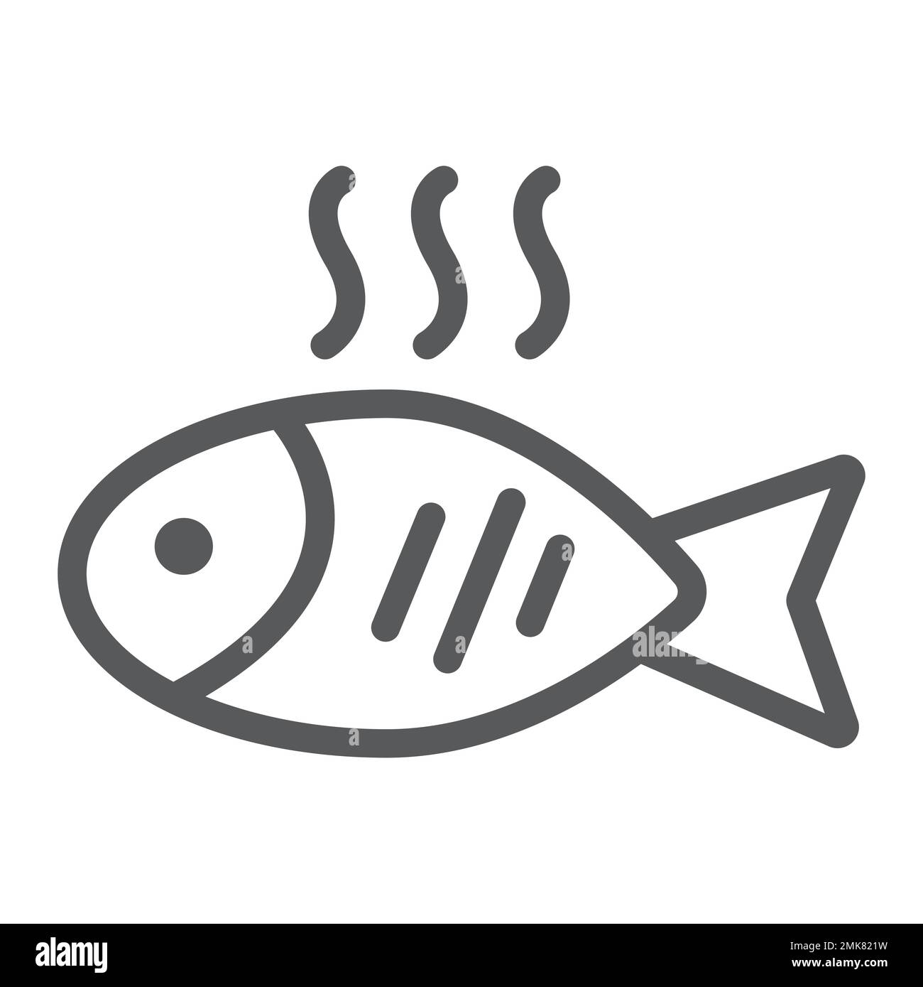 Fish line icon, food and animal, seafood sign, vector graphics, a ...
