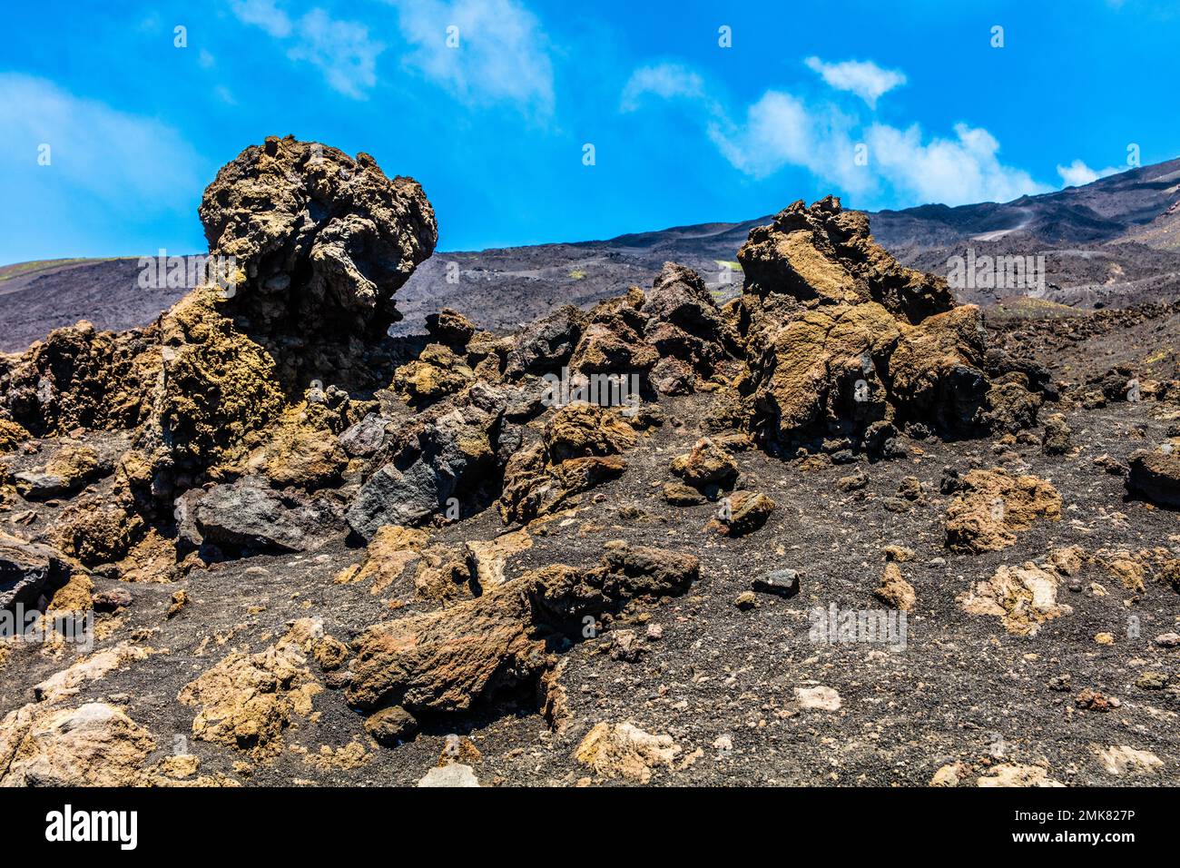 Crateri Silvestri, hike at Rifugio Sapienza, Aetna with four summit craters is the highest active volcano in Europe at 3357 metres, Aetna, Sicily Stock Photo