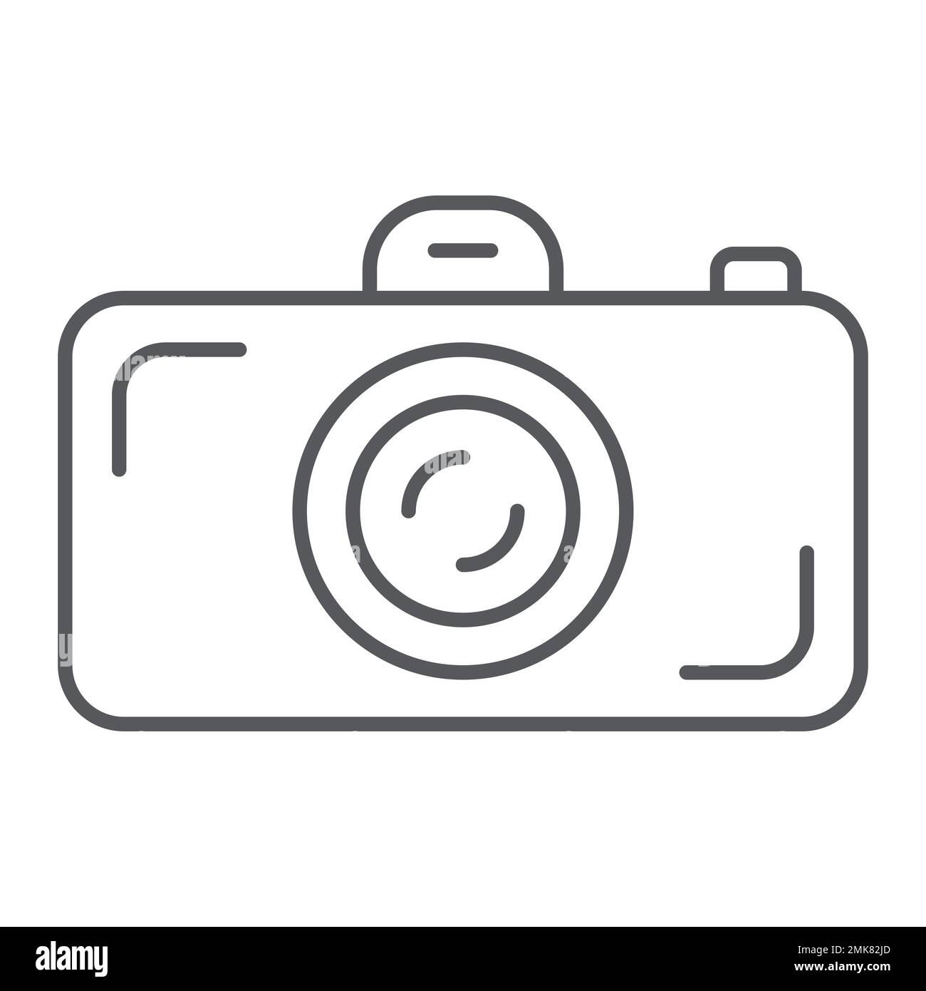 Camera thin line icon, lens and photo, shutter sign, vector graphics, a ...