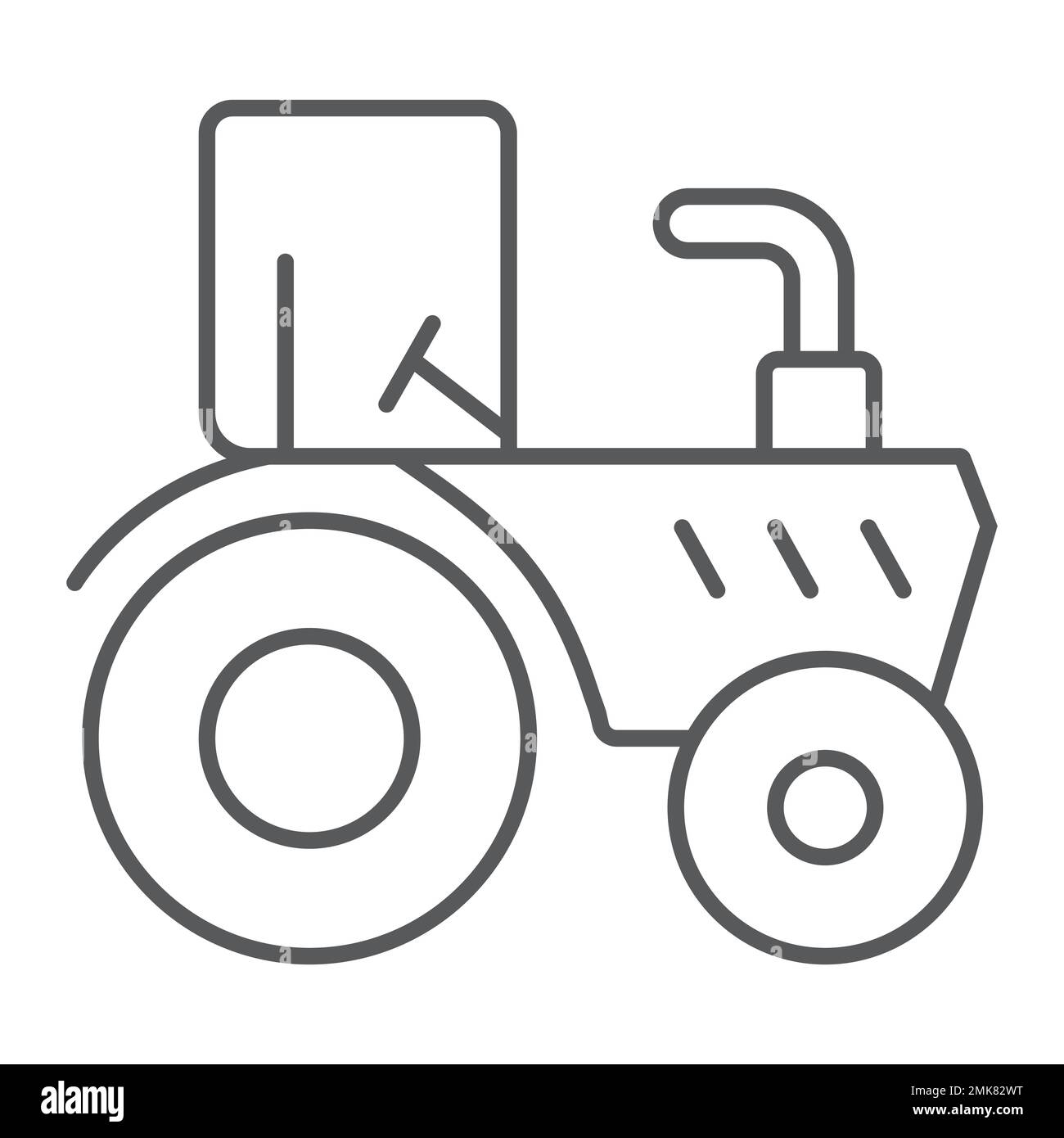 Tractor thin line icon, agriculture and farm, vehicle sign, vector graphics, a linear pattern on a white background, eps 10. Stock Vector