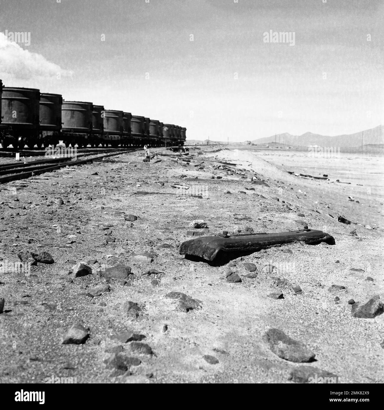 Bolivia Uyuni Railway Cemetery Adventure Excursion Atacama Desert Plateau Stock Photo