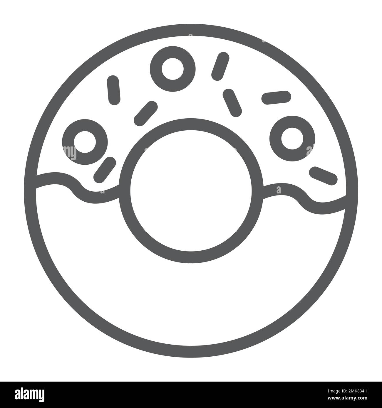 Donut line icon, food and sugar, cake sign, vector graphics, a linear ...
