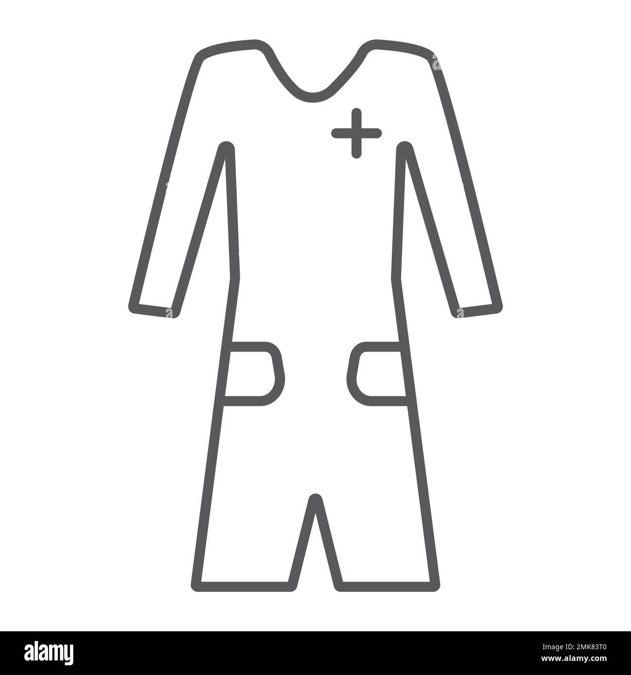 Medical gown thin line icon, clothes and medicine, medical robe sign