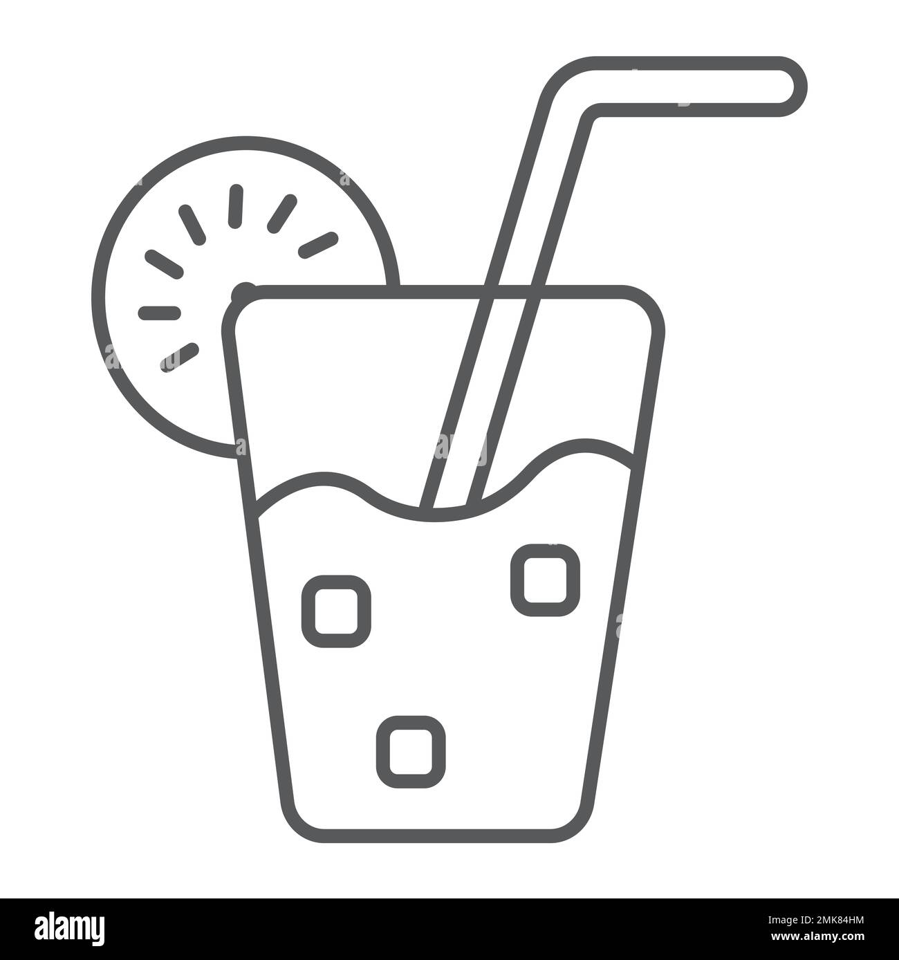 Lemonade thin line icon, food and drink, juice sign, vector graphics, a ...