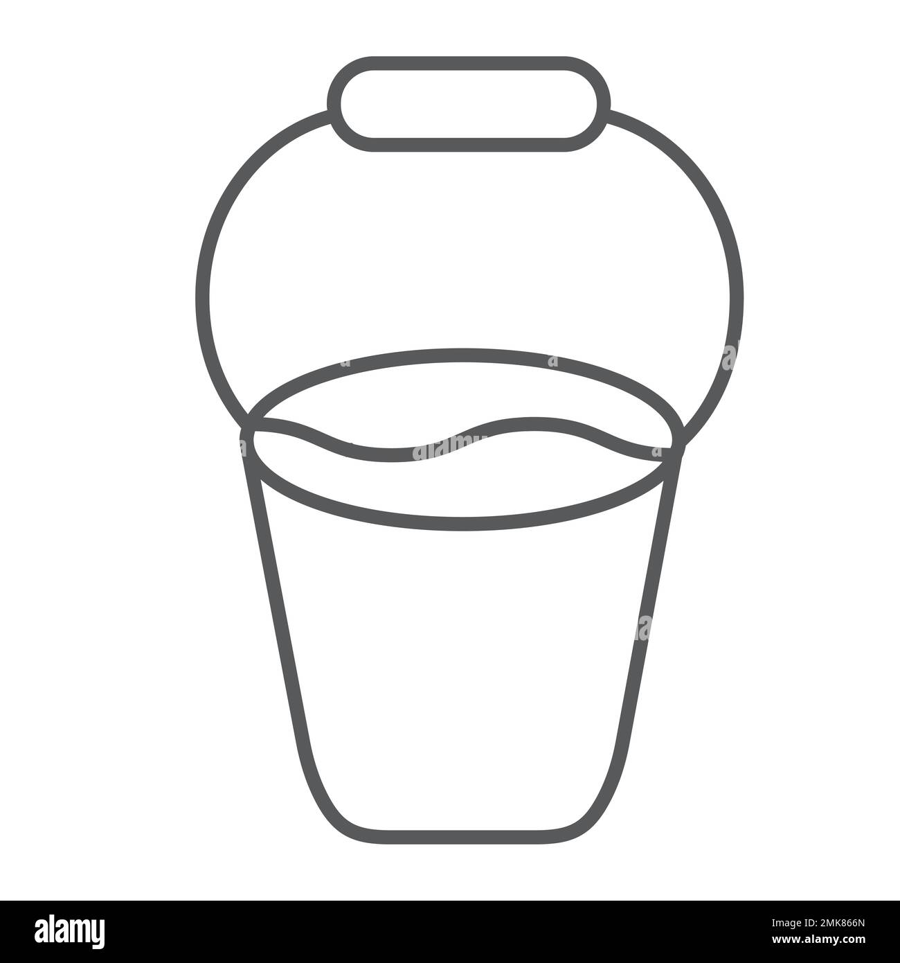 Bucket thin line icon, tool and farm, container sign, vector graphics, a linear pattern on a white background, eps 10. Stock Vector