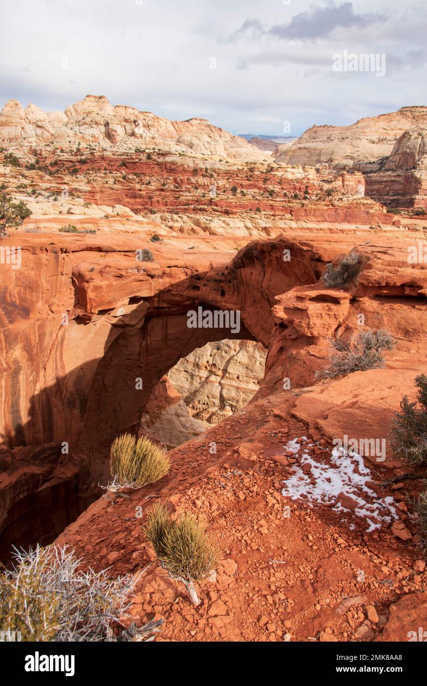 The Trail To Cassidy Arch In Capitol Reef National Park In Utah Is Three Miles Round Trip Stock