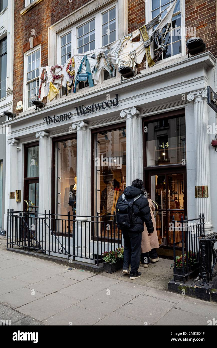 Vivienne Westwood Mayfair London - Vivienne Westwood Flagship Store  44 Conduit Street, Mayfair, London. Vivienne Westwood opened her first shop 1971. Stock Photo