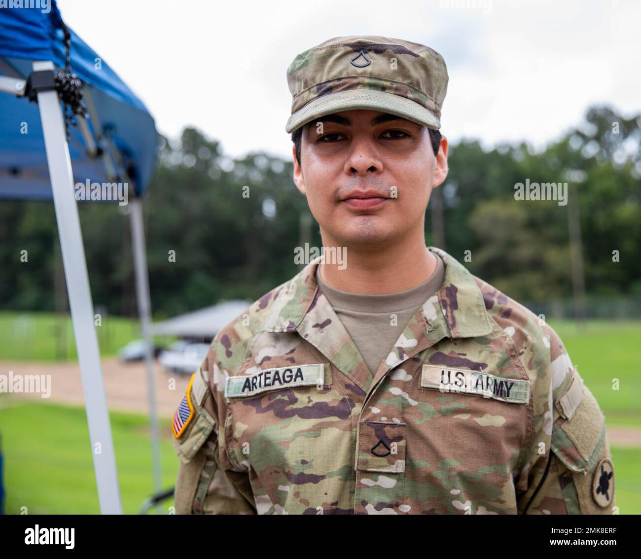Pfc. Jesus Arteaga, a water treatment specialist with the 1387th
