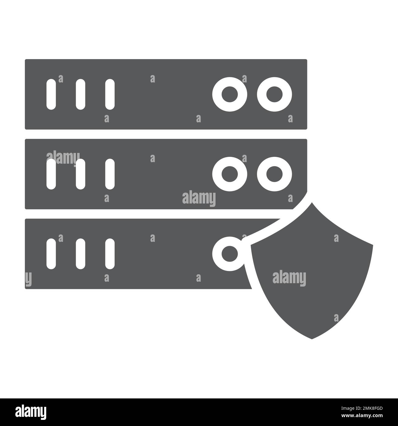 Server protection glyph icon, privacy and security, database protection sign, vector graphics, a solid pattern on a white background, eps 10. Stock Vector