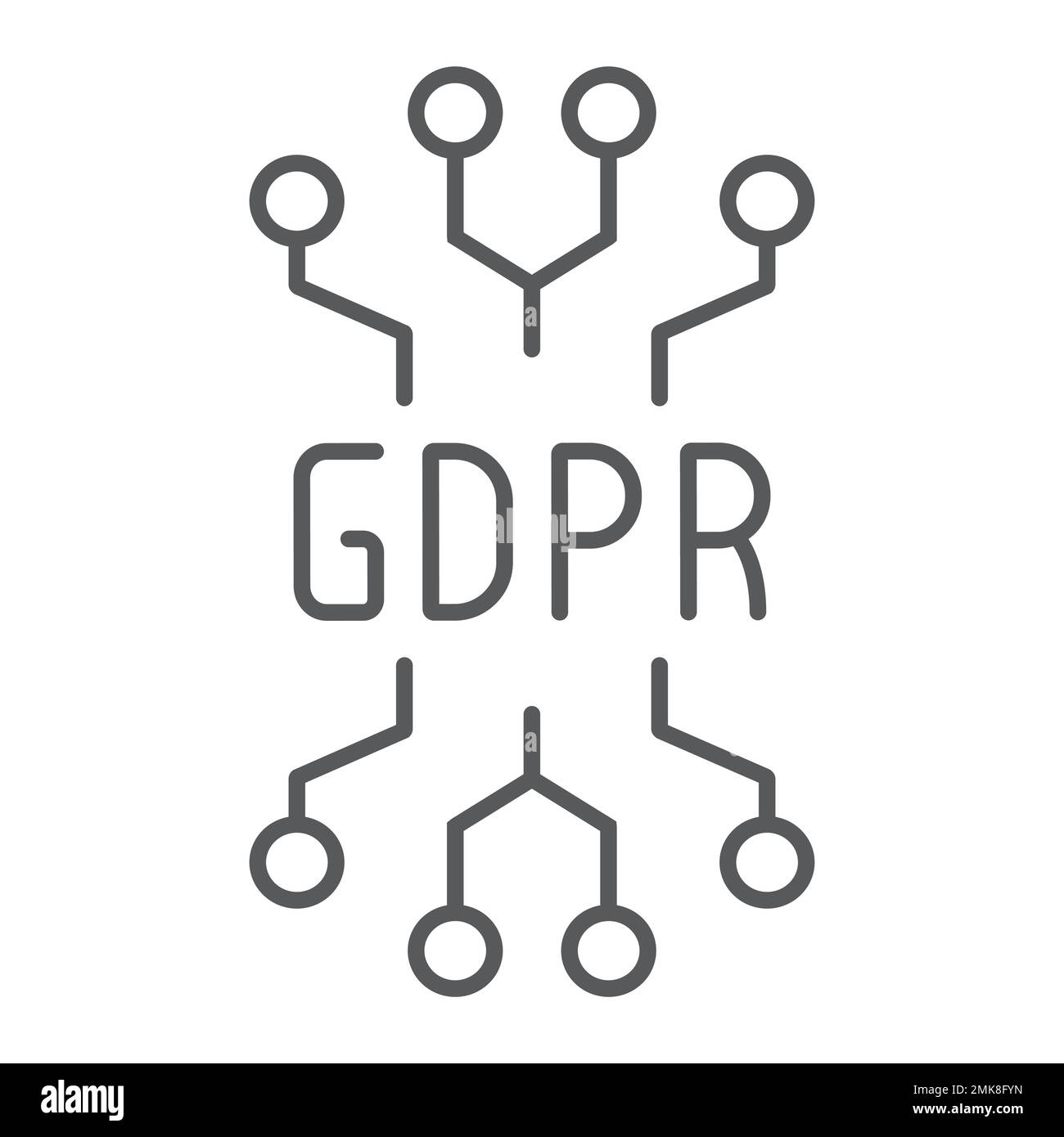 Gdpr circuit thin line icon, personal and privacy, chip sign, vector ...