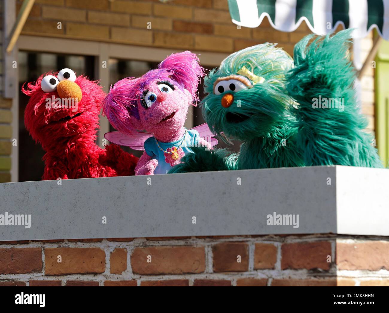 In this Tuesday, March 26, 2019 photo, Sesame Street characters from ...