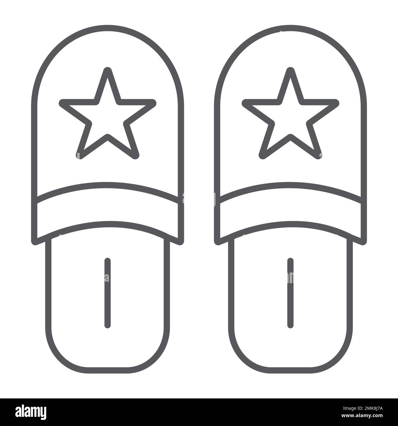 Slippers thin line icon, clothes and nightwear, footwear sign, vector graphics, a linear pattern on a white background, eps 10. Stock Vector