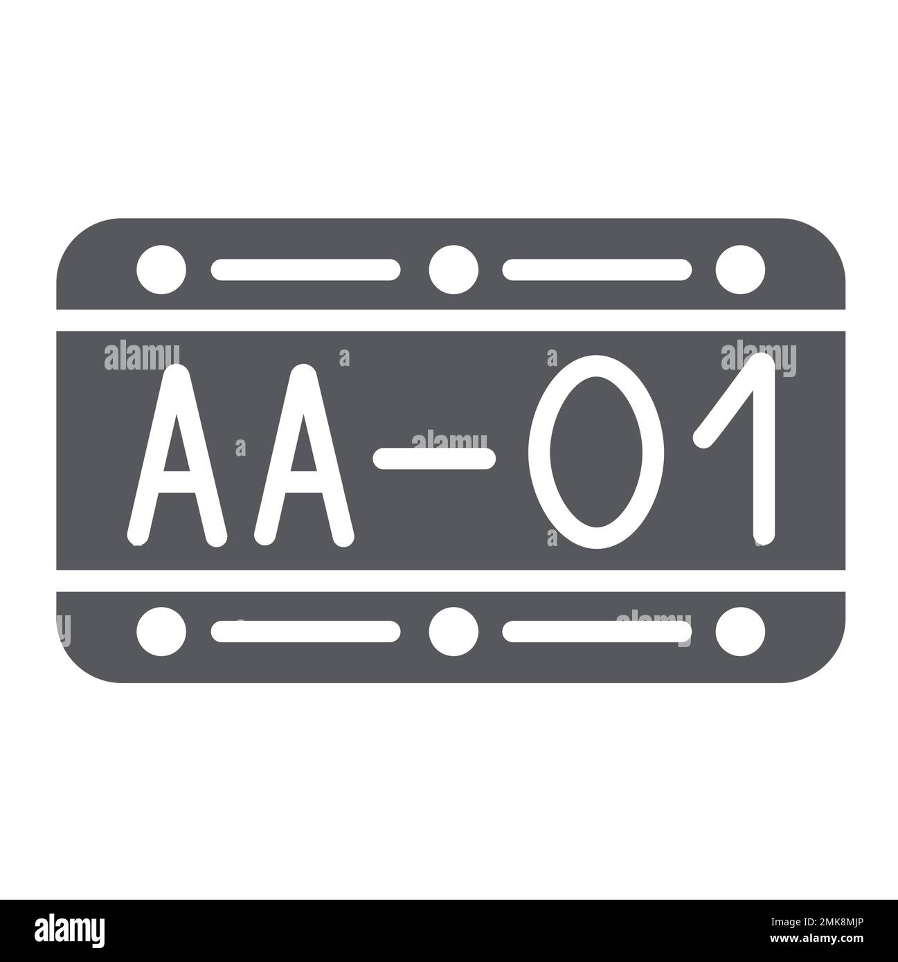 Car number glyph icon, automobile and part, metal number sign, vector