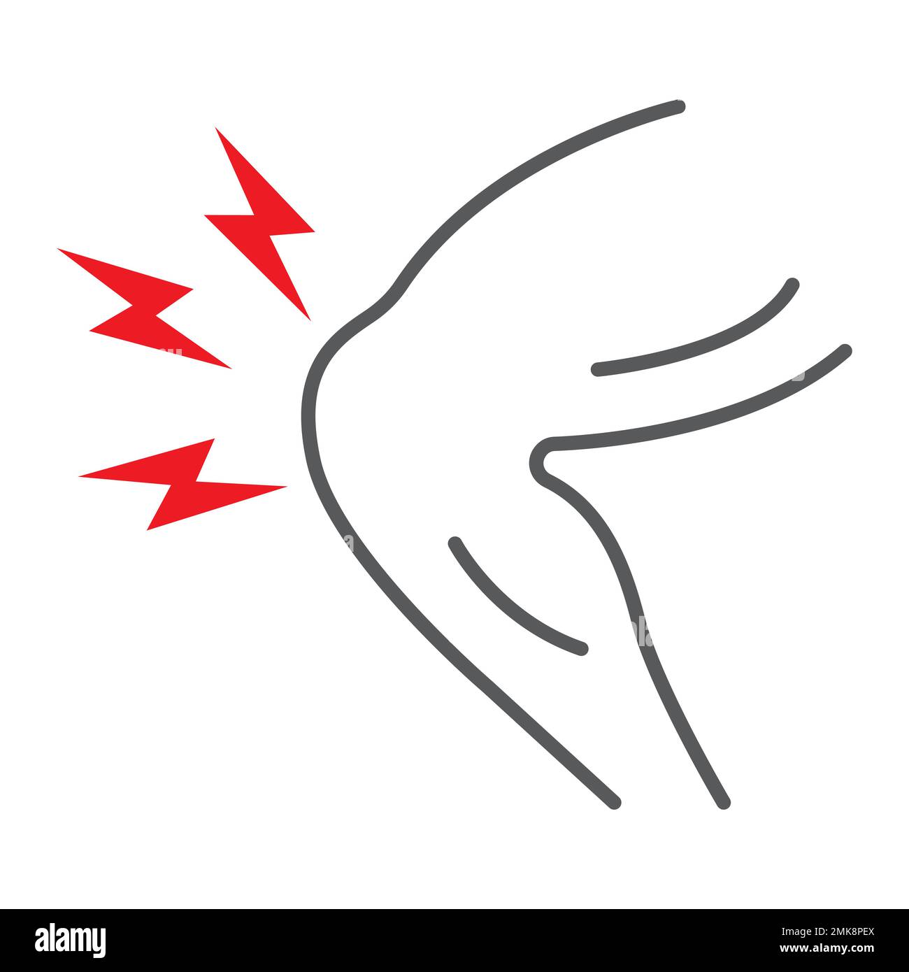 Knee pain thin line icon, body and sick, leg ache sign, vector graphics