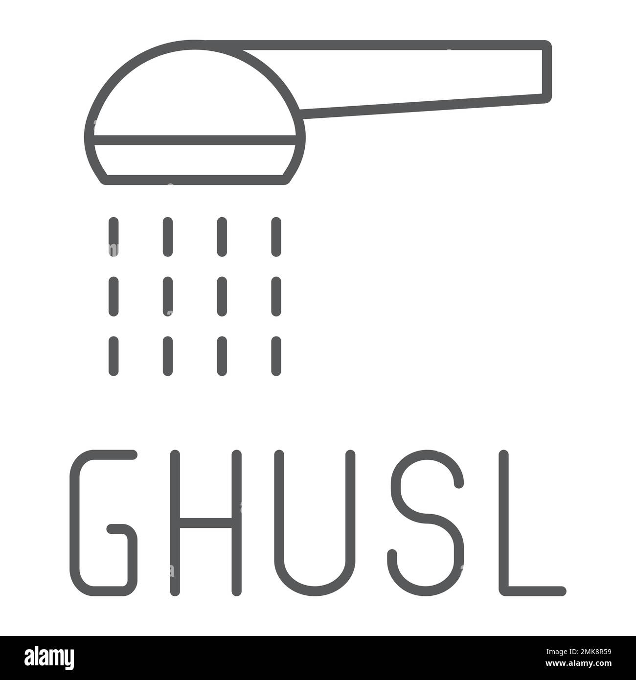 Ghusl thin line icon, hygienic and islam, arabic shower sign, vector