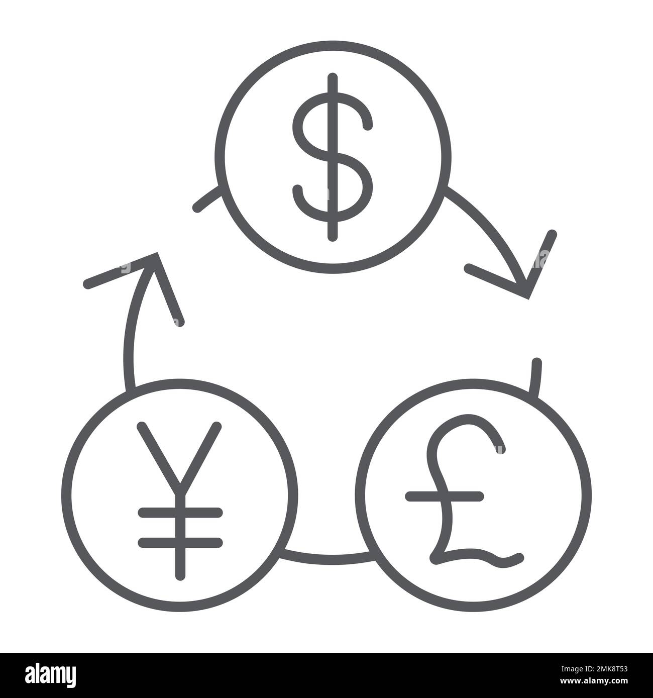 Currency exchange thin line icon, financial and bank, money sign