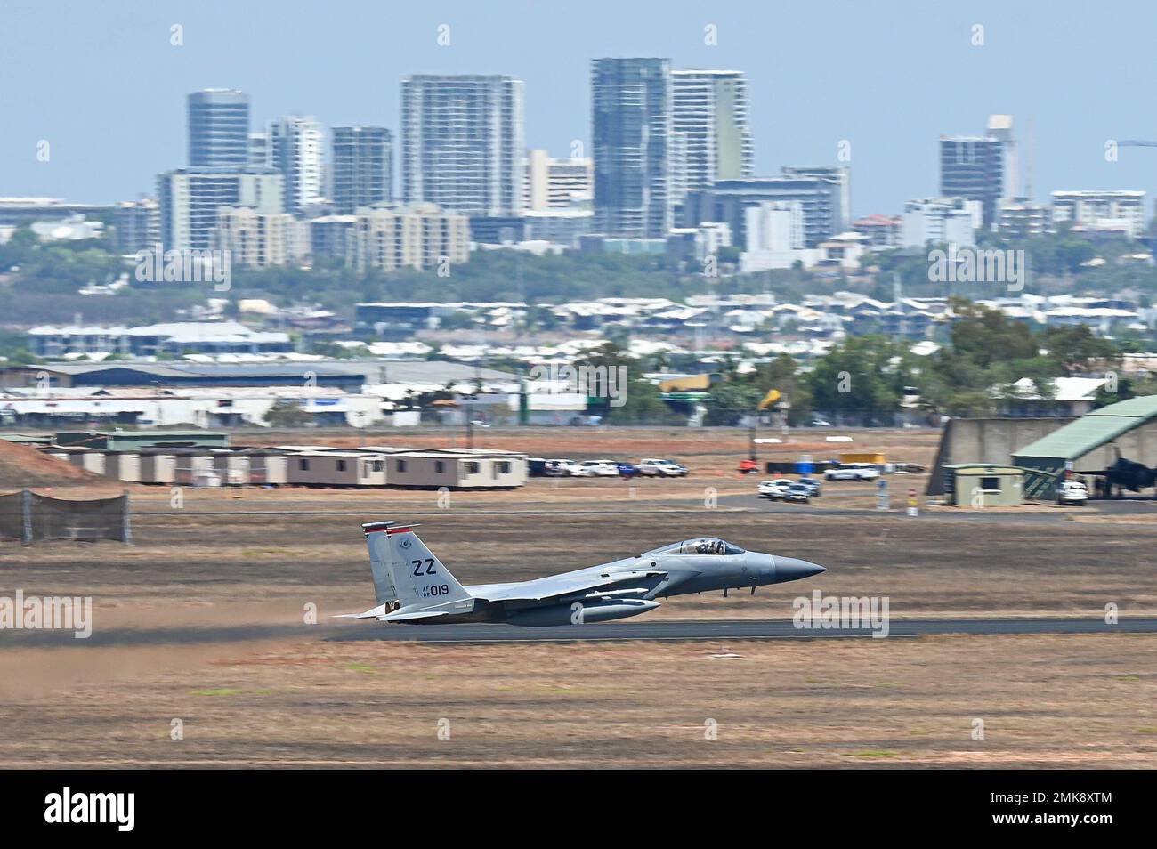 U.S. Air Force Capt. Ross Kohler, 67th Fighter Squadron F15 Eagle pilot, takes off during