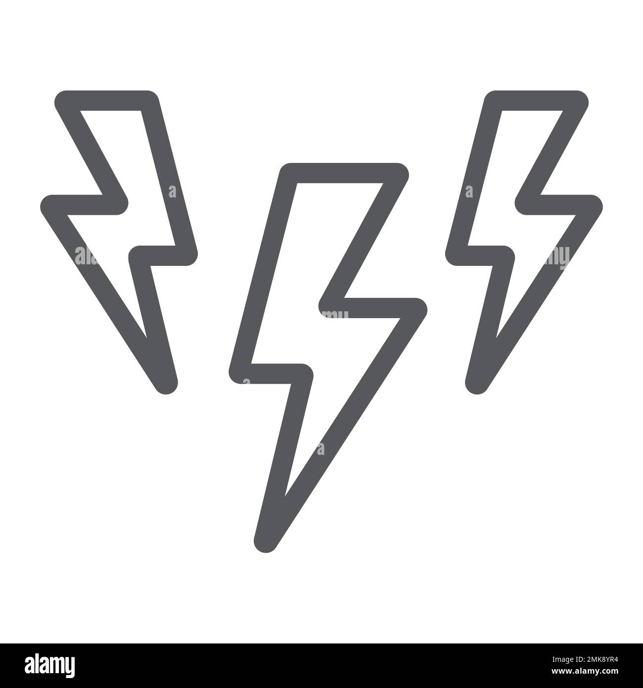 Lightning line icon, storm and forecast, thunder sign, vector graphics, a linear pattern on a