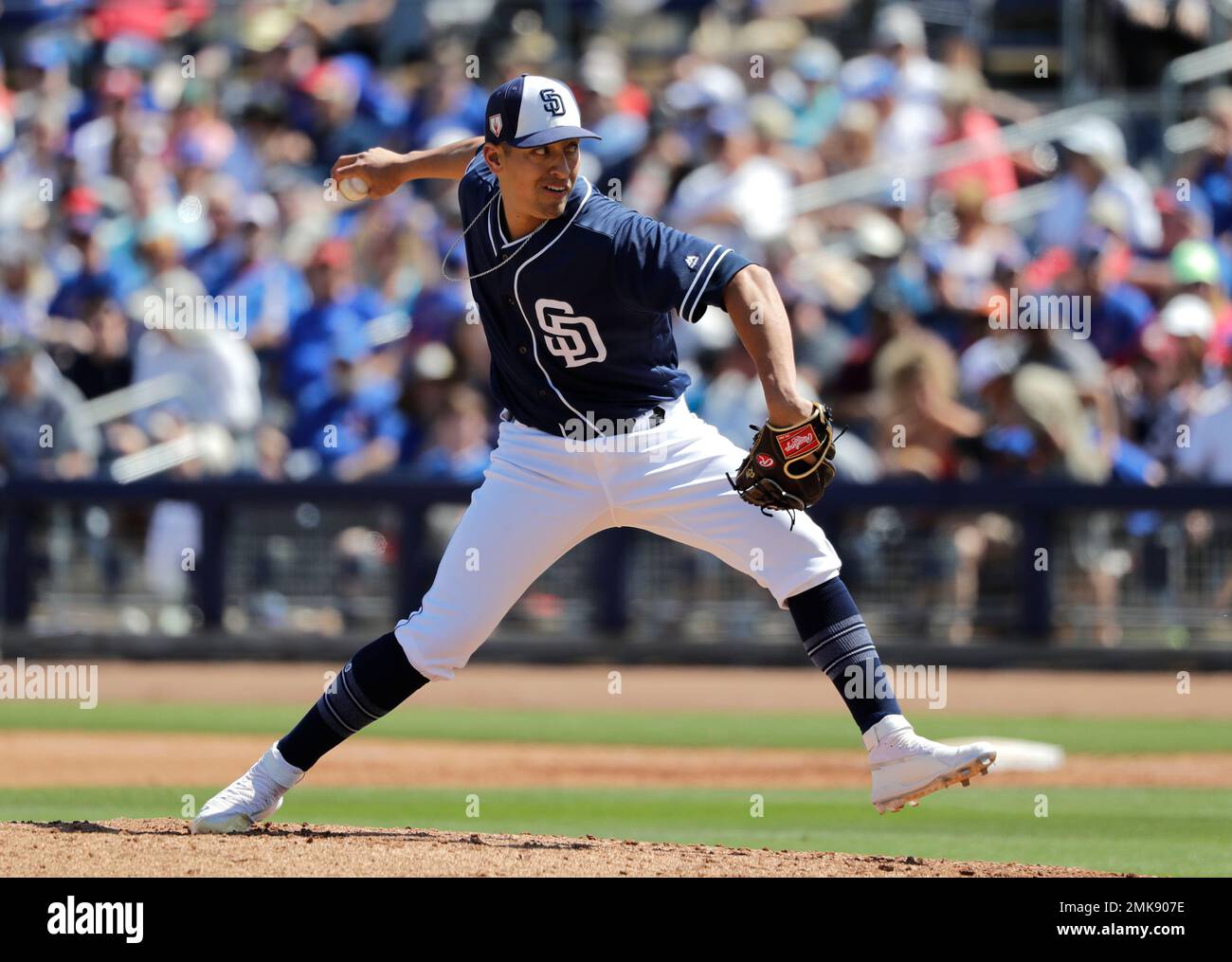 San Diego Padres relief pitcher Gerardo Reyes throws in a spring