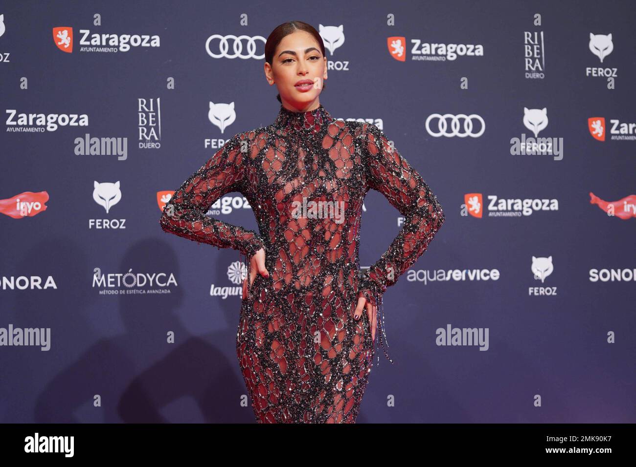 Zaragoza, Spain. 28th Jan, 2023. Actress Mina El Hammani at photocall